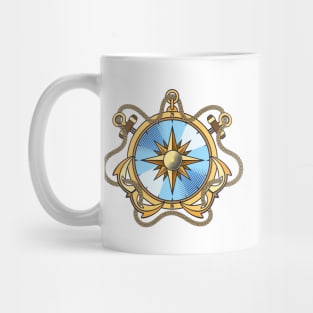 Nautical Compass and Anchors with Chains Emblem Mug